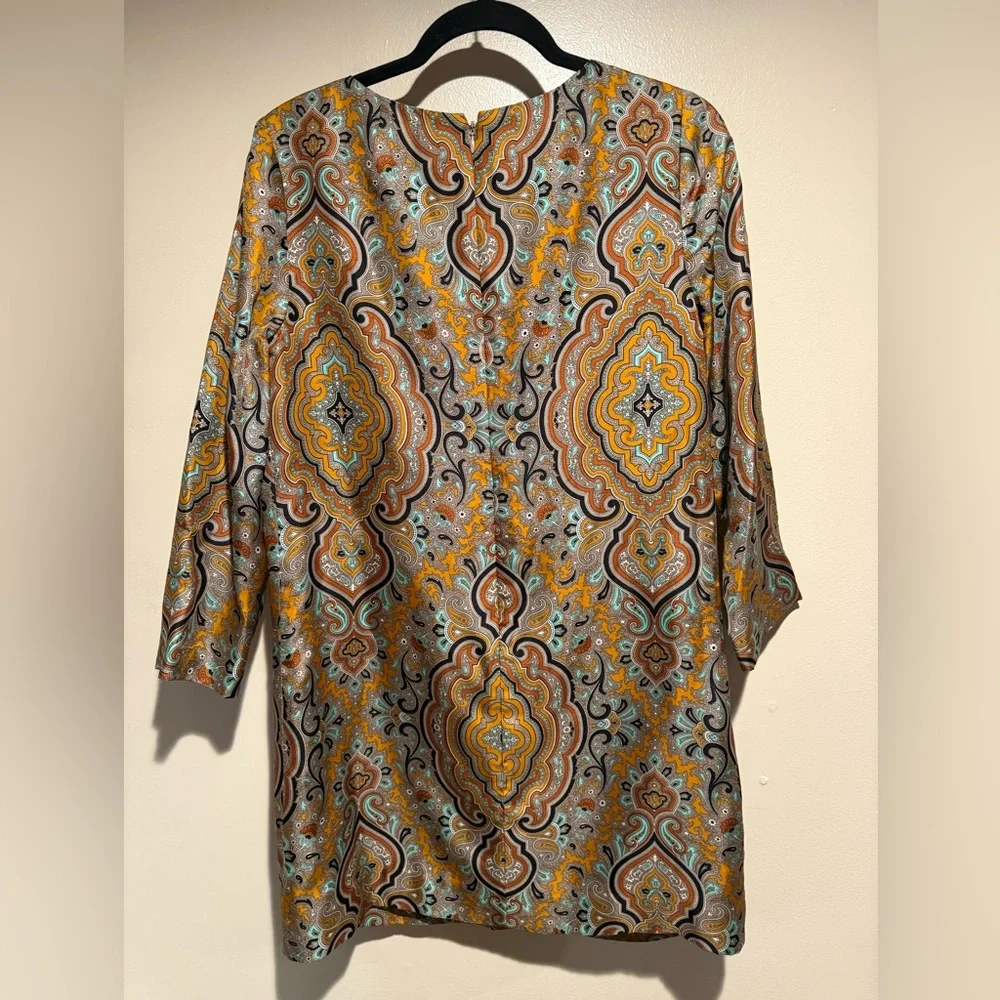 J. Crew Paisley Mini Dress in Mustard, Teal, Brown